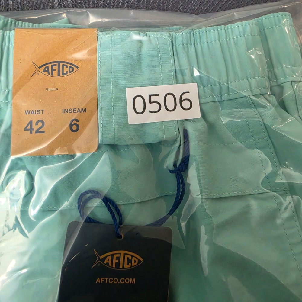 AFTCO Original Fishing Shorts Mens 42 Ocean Wave Blue Green M01 6in Inseam NWT - Picture 10 of 10
